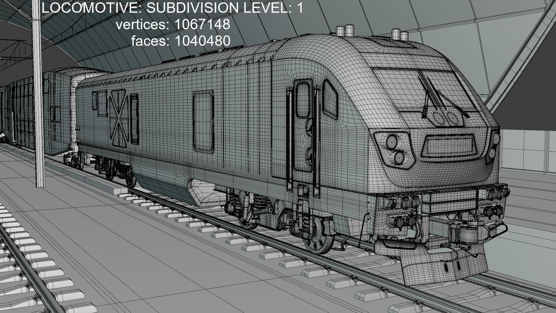 Station with BiLevel train III 3D model_8