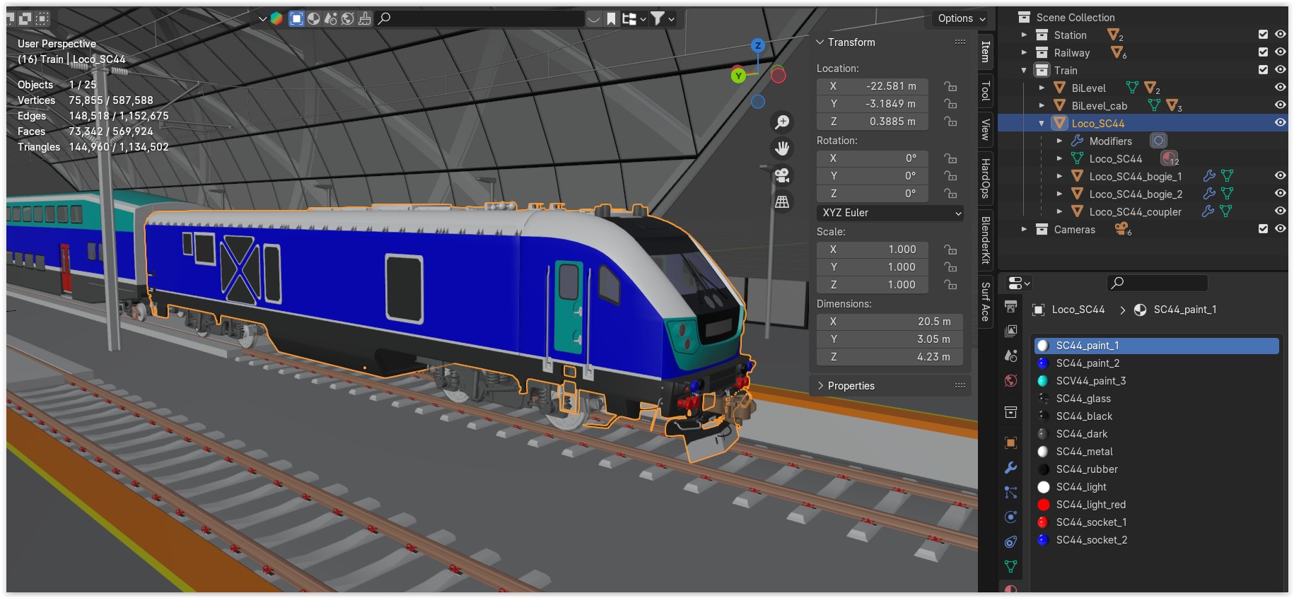 Station with BiLevel train III 3D model_14