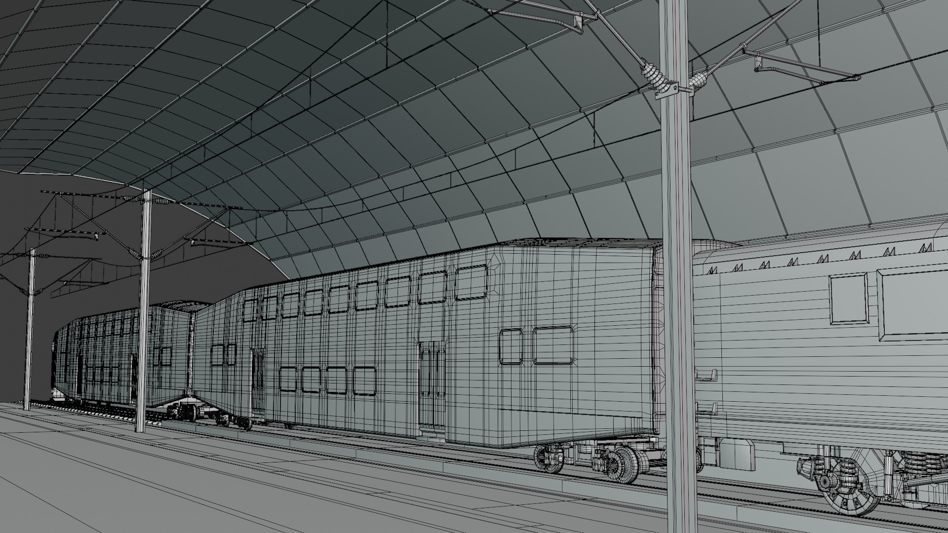 Station with BiLevel train III 3D model_10