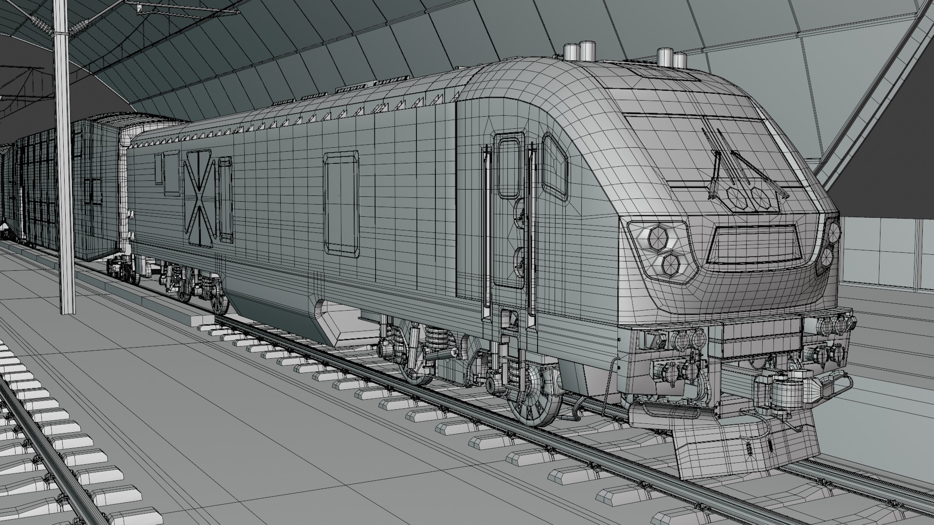 Station with BiLevel train III 3D model_7