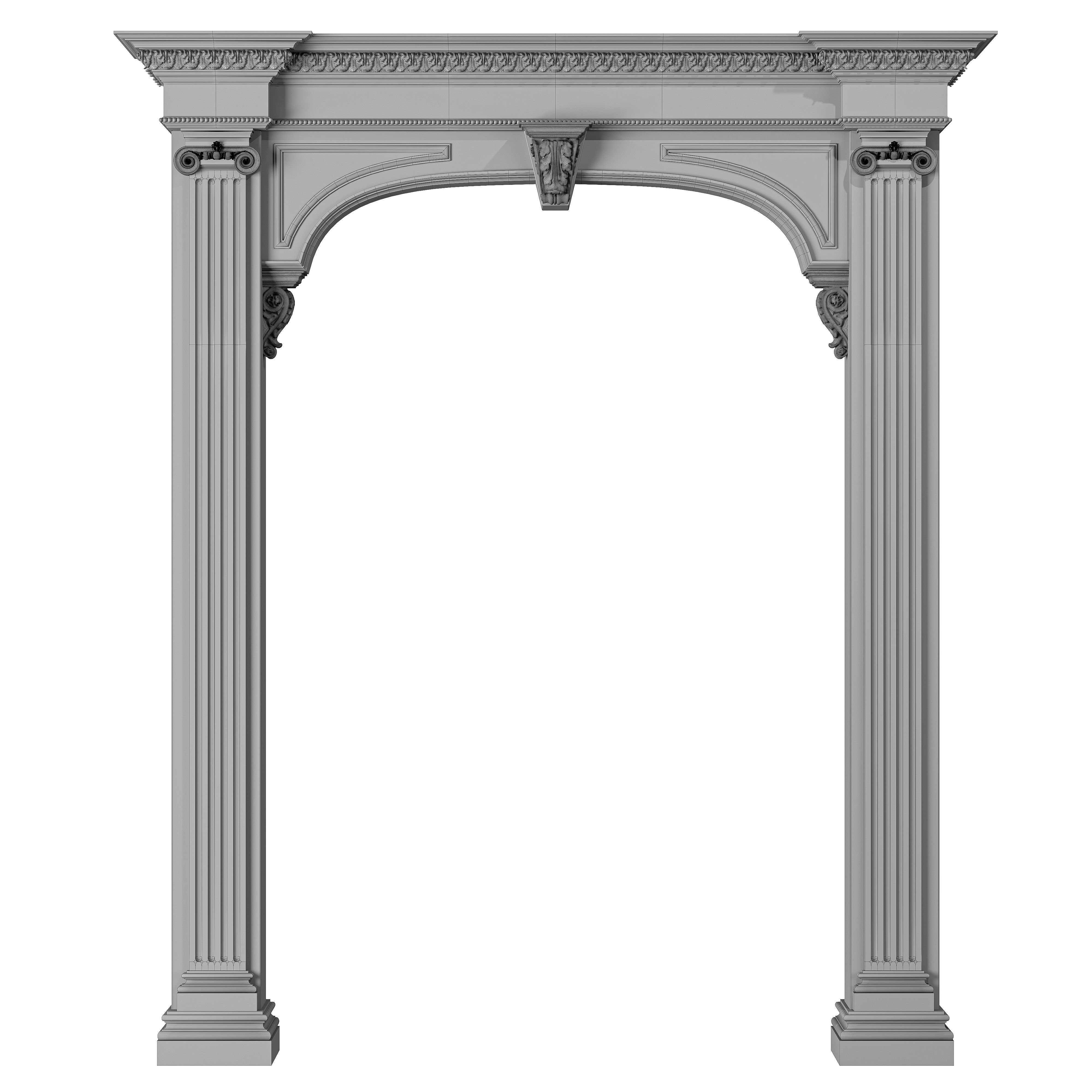 blk wood classcial decorative plaster art 004 3D model_1