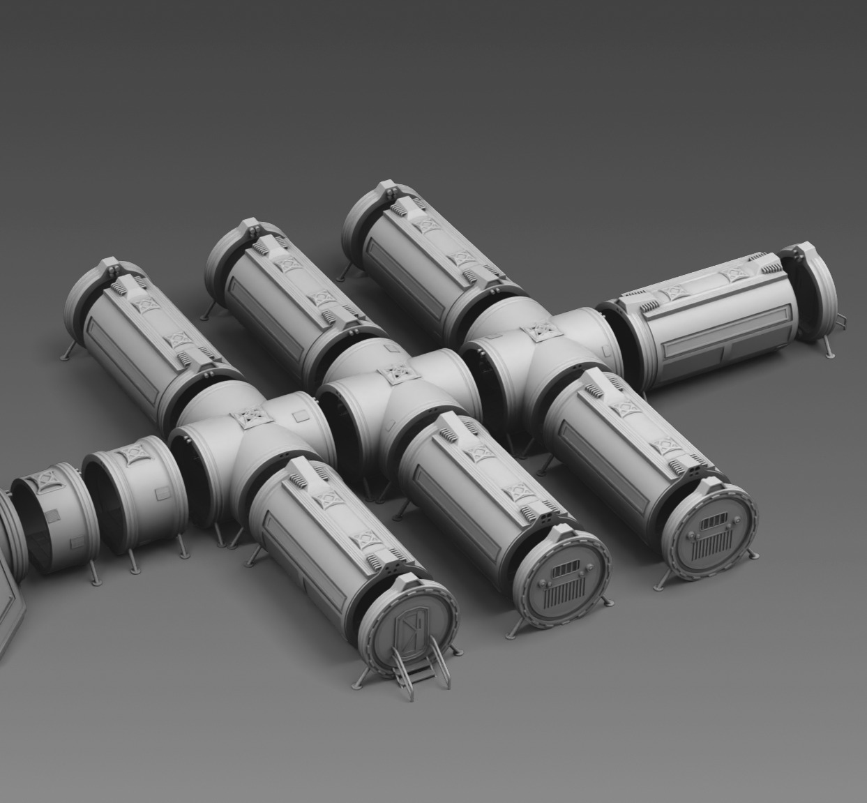 Martian modular base 3D print model_12