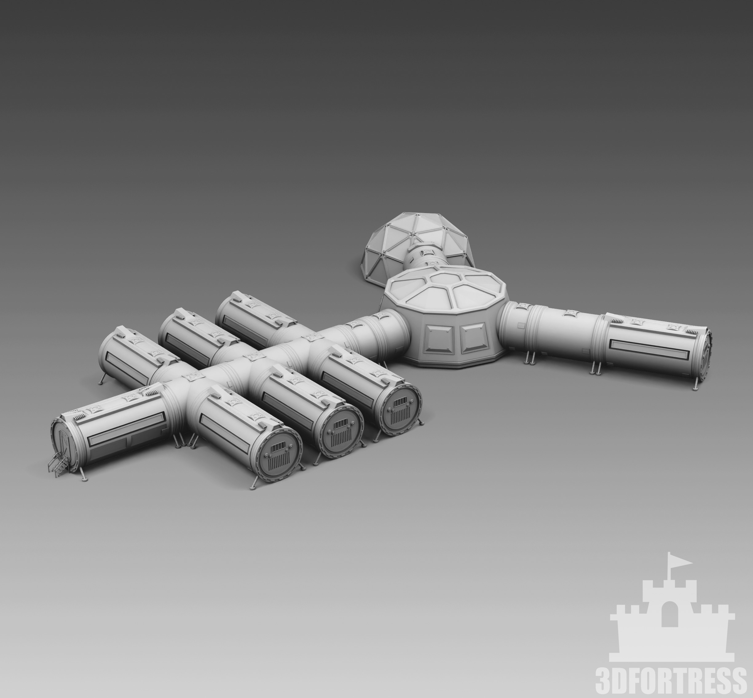 Martian modular base 3D print model_1
