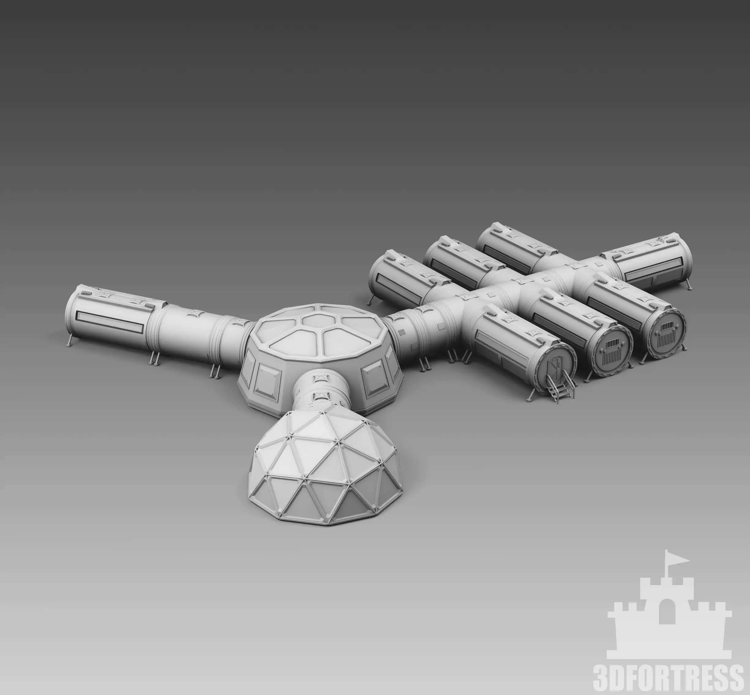 Martian modular base 3D print model_0