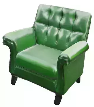 Vintage Hickory Club Green Chesterfield Armchair