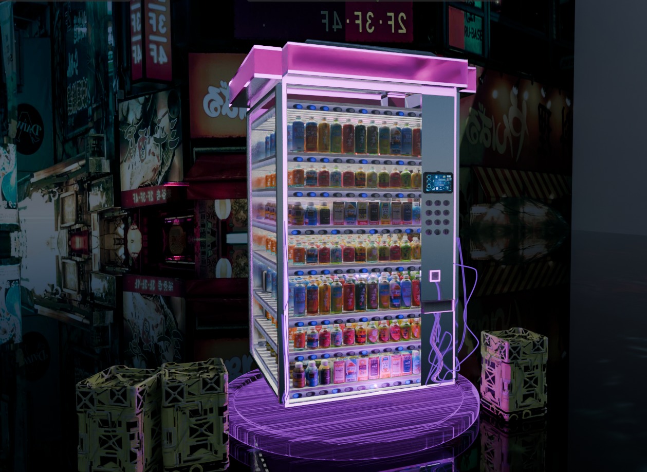 Cyberpunk Neon-Lit Sci-Fi Futuristic Vending Machine 3D model_4