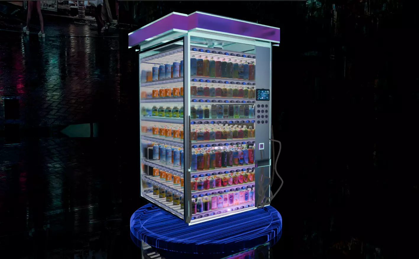 Cyberpunk Neon-Lit Sci-Fi Futuristic Vending Machine 3D model_0