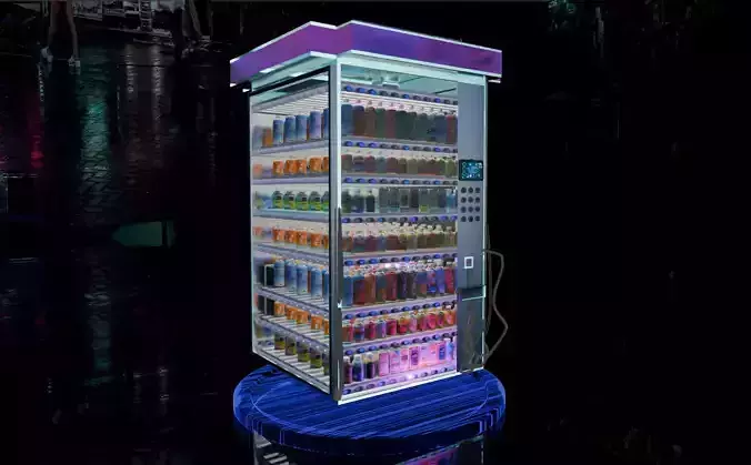 Cyberpunk Neon-Lit Sci-Fi Futuristic Vending Machine