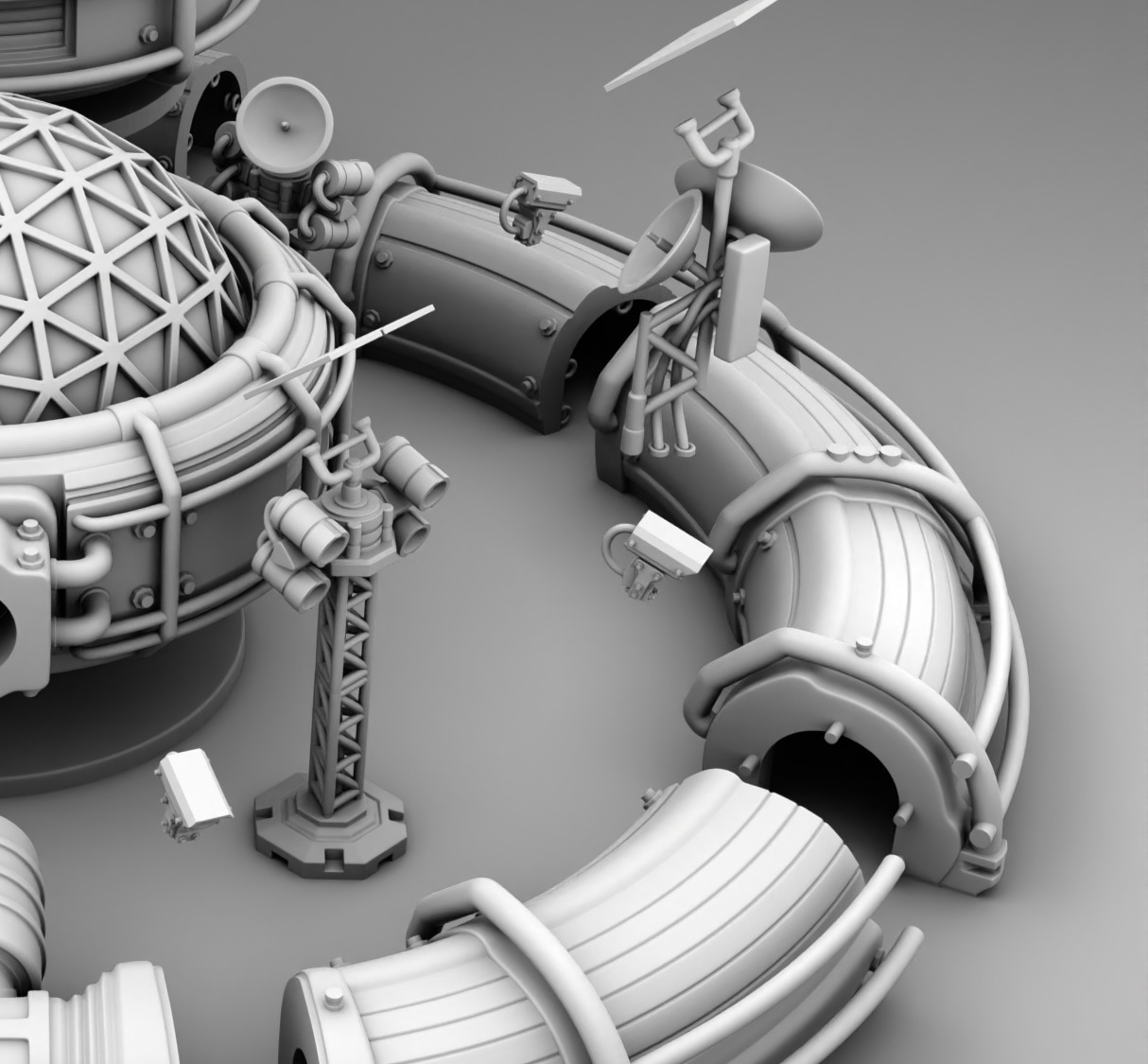 Martian Space base 3D print model_16