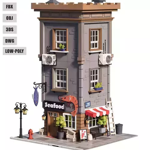 Cartoon House 01 Low-poly Building Low-poly 3D model