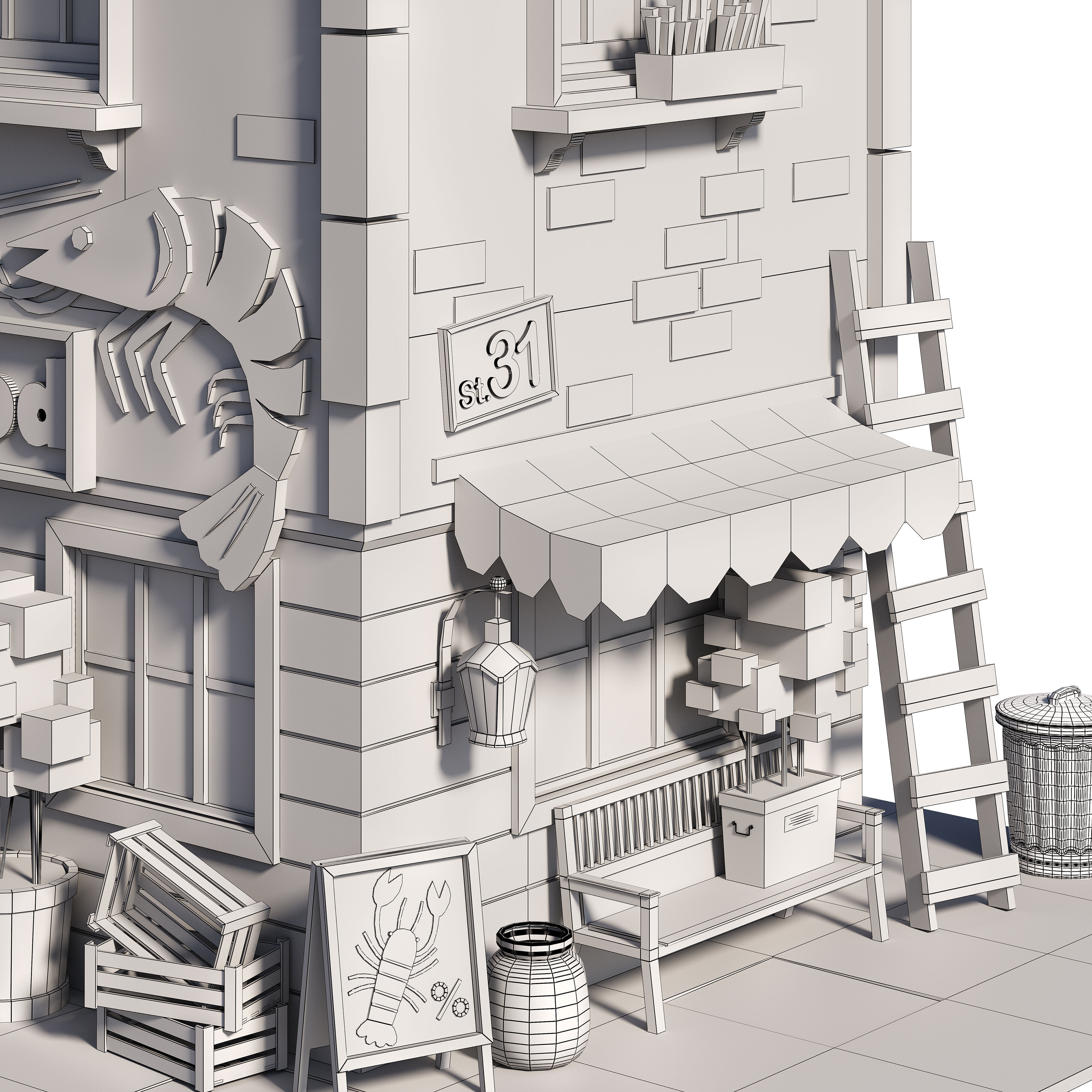 Cartoon House 01 Low-poly Building Low-poly 3D model_2