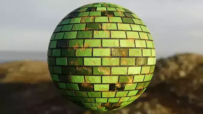 Procedural Green Brick Shader - Realistic Blender Material