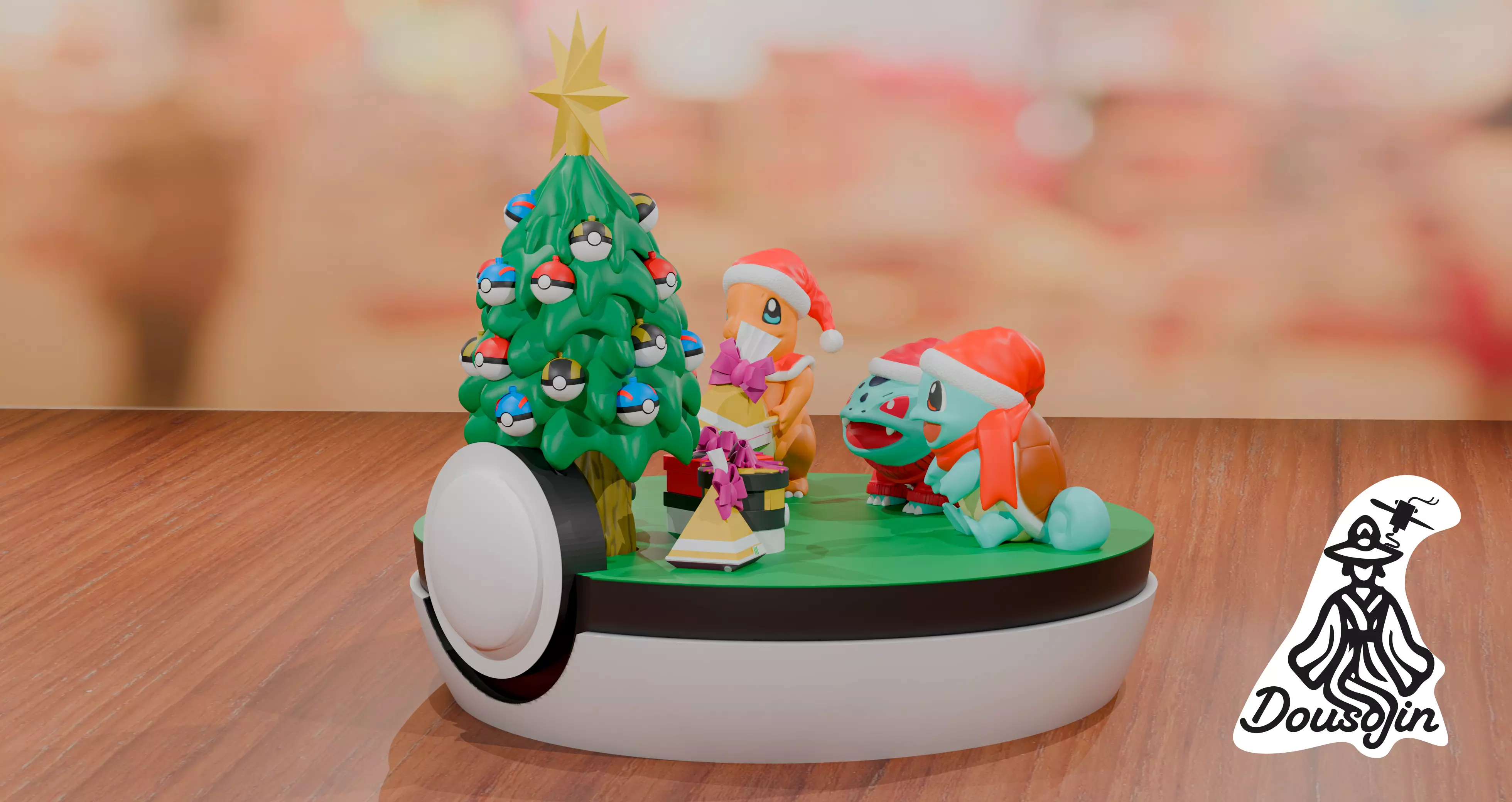 Navikanto Festivo Bulbasaur Charmander y Squirtle en el arbol Free 3D print model