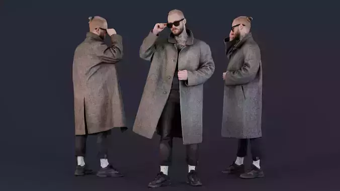 Bold Style in Gray Plaid Overcoat