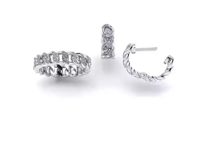 Cuban ring earrings set diamond
