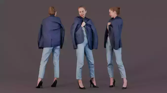 Effortless Chic - Woman Draped in Oversized Blazer