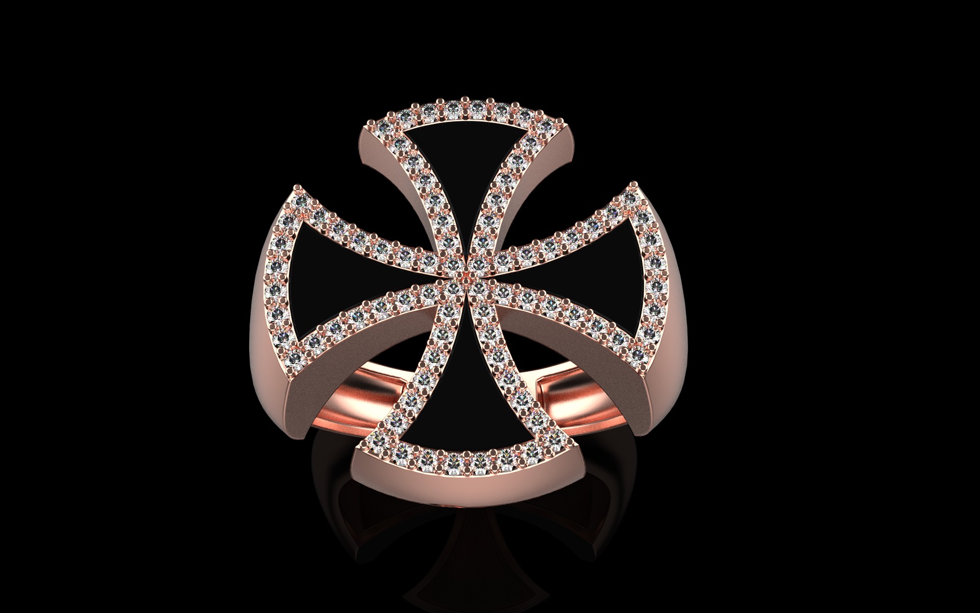 Cross man signet ring model 1028 3D print model_9