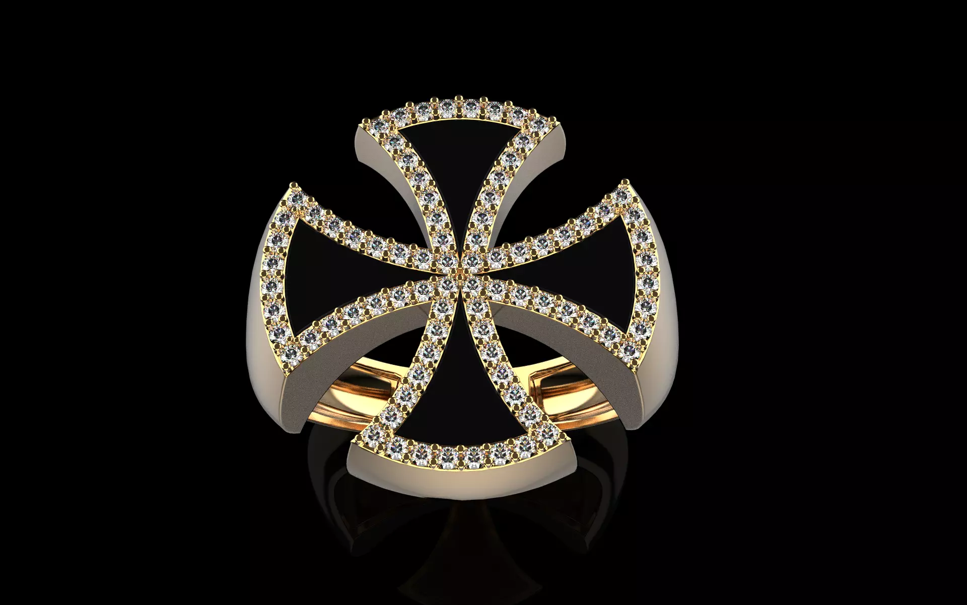 Cross man signet ring model 1028 3D print model_0