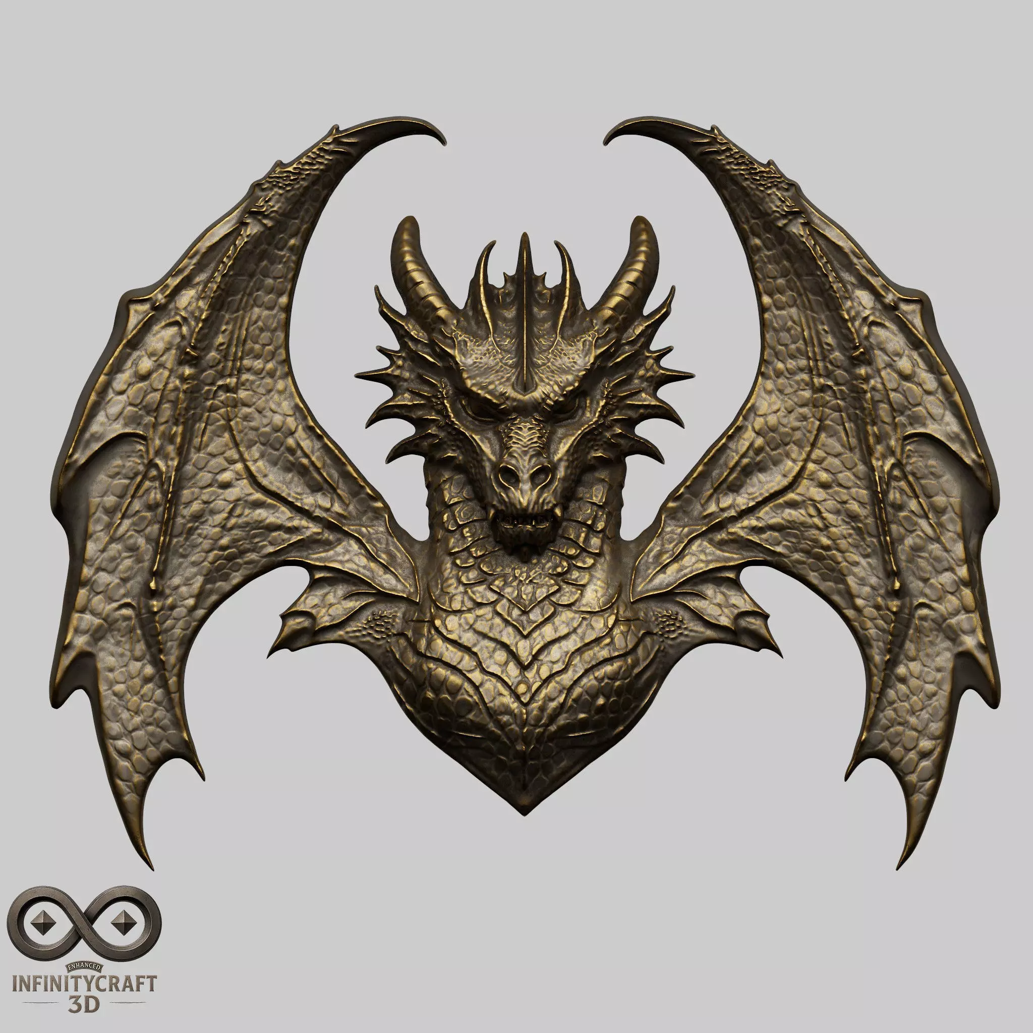 Dragon Head Relief No4 STL file for 3d Printing or CNC 3D print model_0