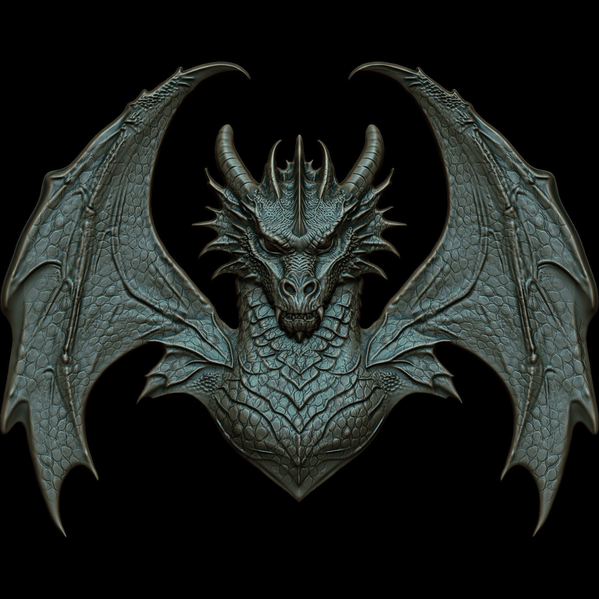 Dragon Head Relief No4 STL file for 3d Printing or CNC 3D print model_5