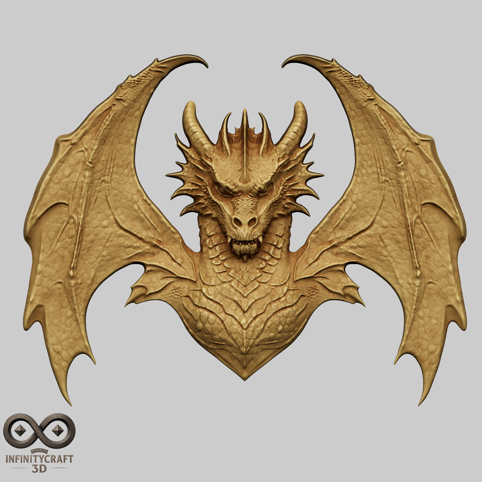 Dragon Head Relief No4 STL file for 3d Printing or CNC 3D print model_2