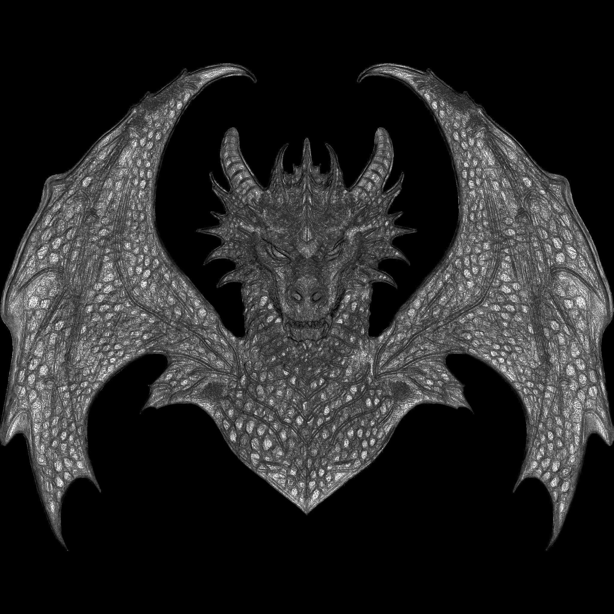 Dragon Head Relief No4 STL file for 3d Printing or CNC 3D print model_15