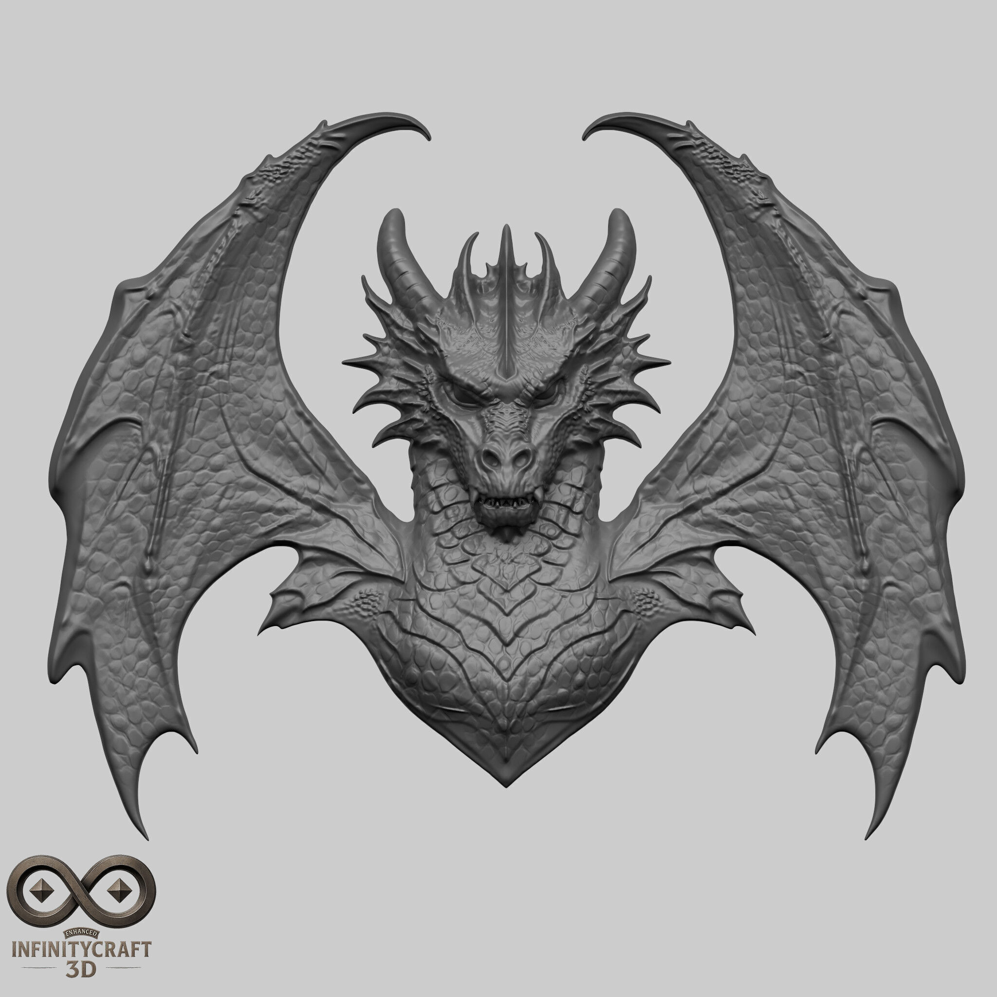 Dragon Head Relief No4 STL file for 3d Printing or CNC 3D print model_1