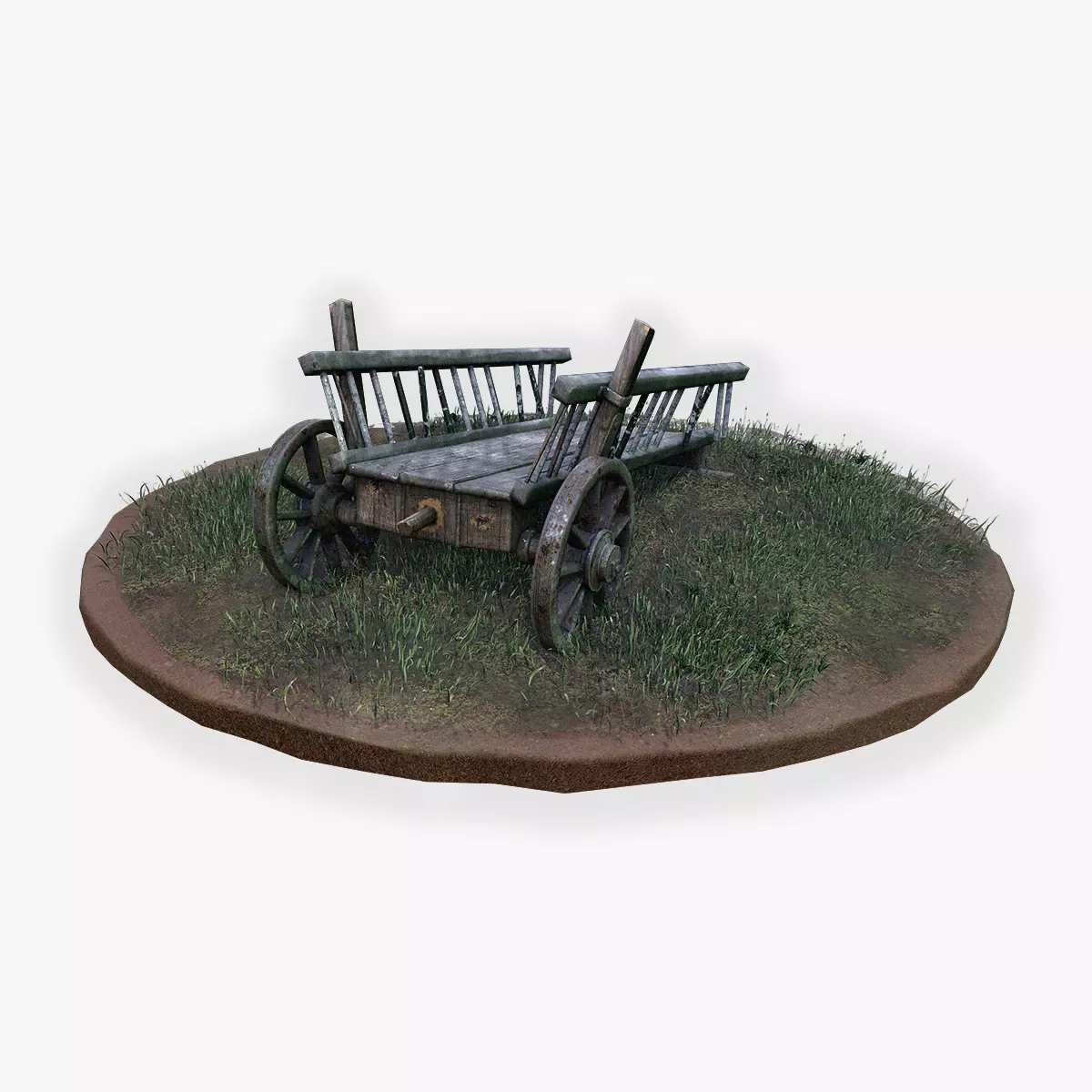 Wooden Cart Low-poly 3D model