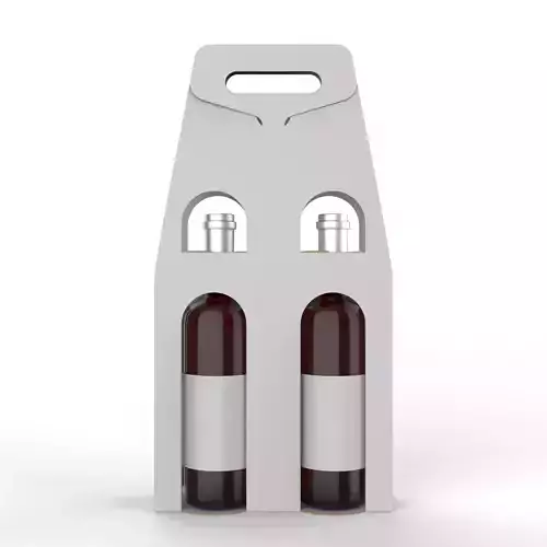 Packaging box holder for two wine bottles including die-cut