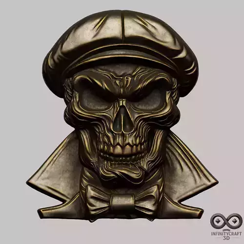 Gentleman Skull relief STL file for 3d Printing or CNC 3D print model