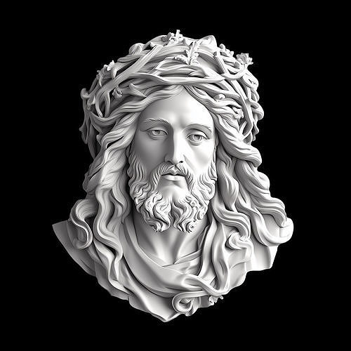 Graceful Jesus Bust with Serenity Sculpture 3D print model