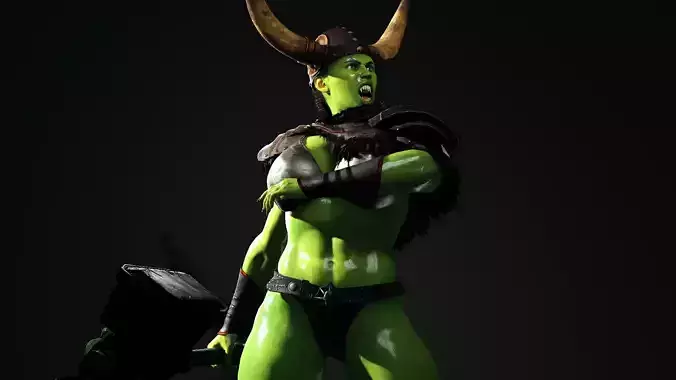 Female Orc warrior Low-poly 3D model
