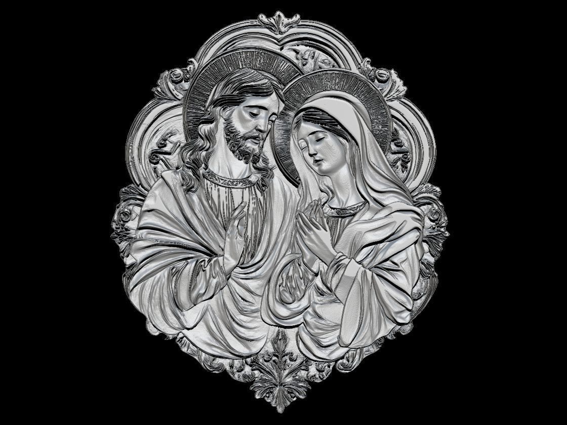 Exquisite 3D Jesus and Mary Relief Sculpture 3D print model_1
