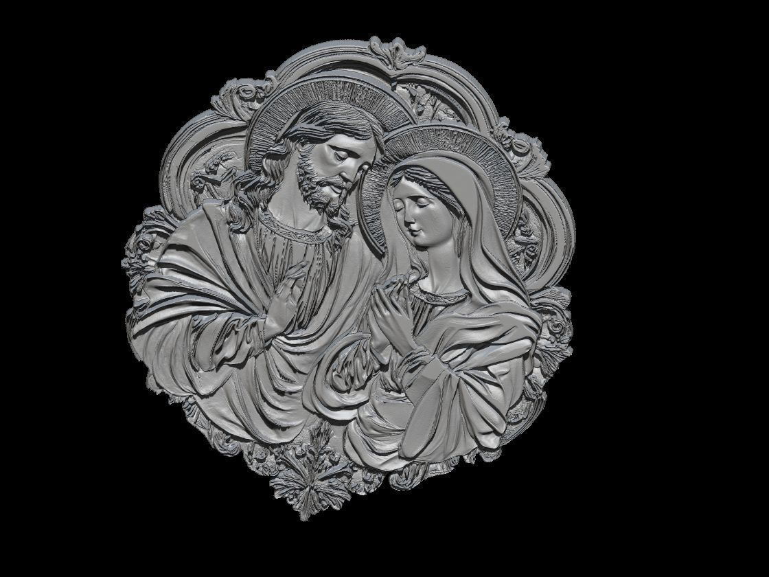 Exquisite 3D Jesus and Mary Relief Sculpture 3D print model_4