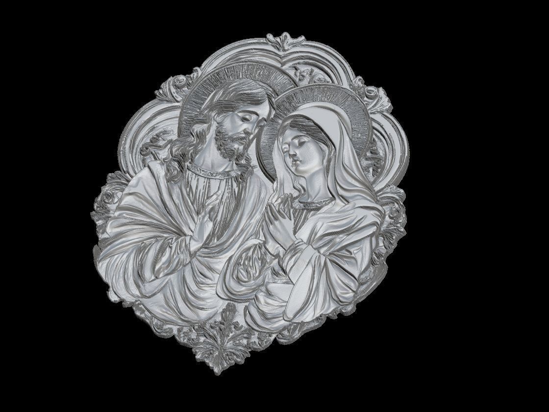 Exquisite 3D Jesus and Mary Relief Sculpture 3D print model_3