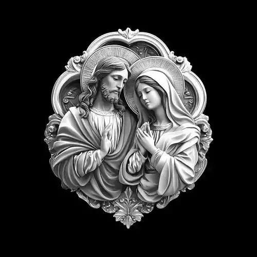 Exquisite 3D Jesus and Mary Relief Sculpture