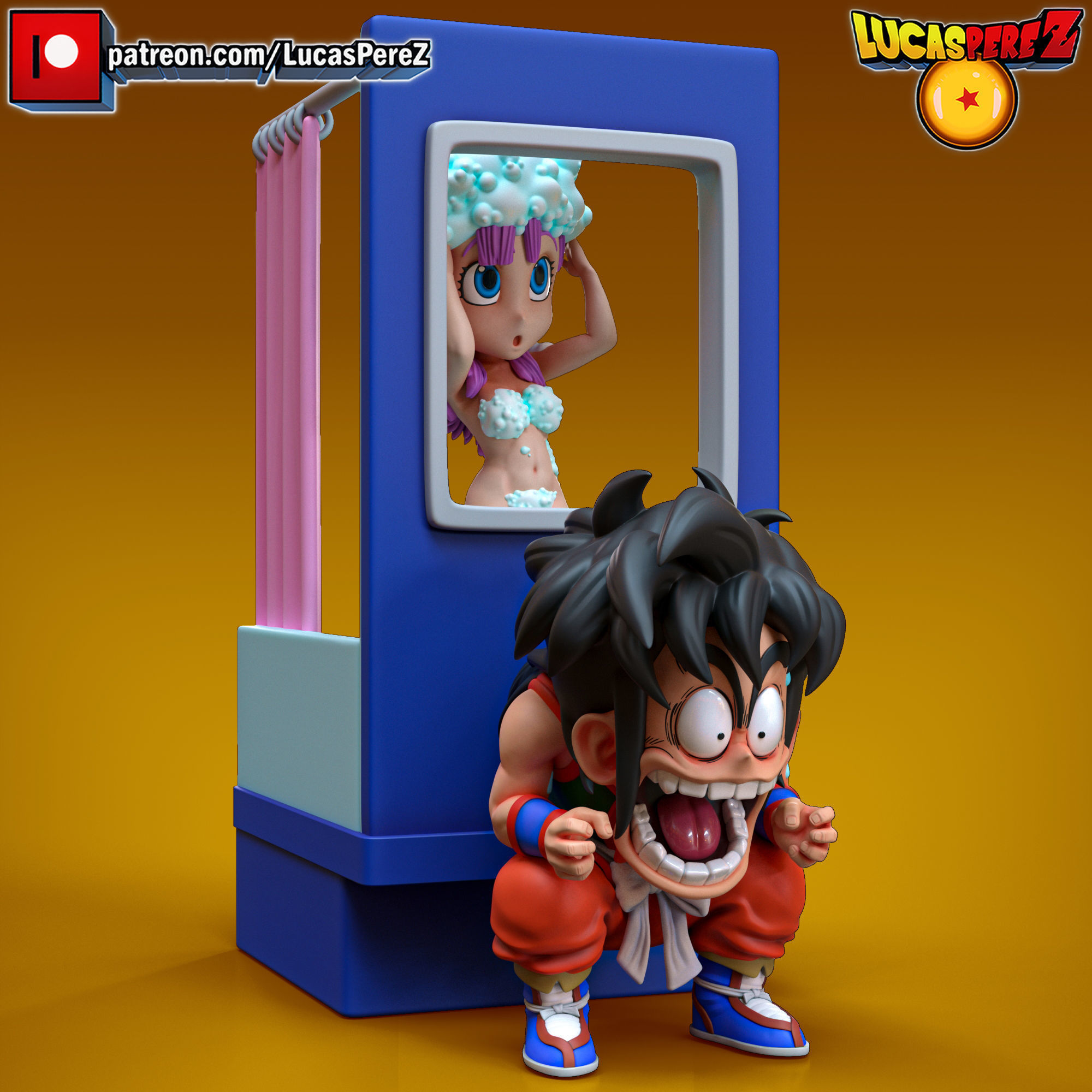 YAMCHA AND BULMA 3D print model_1