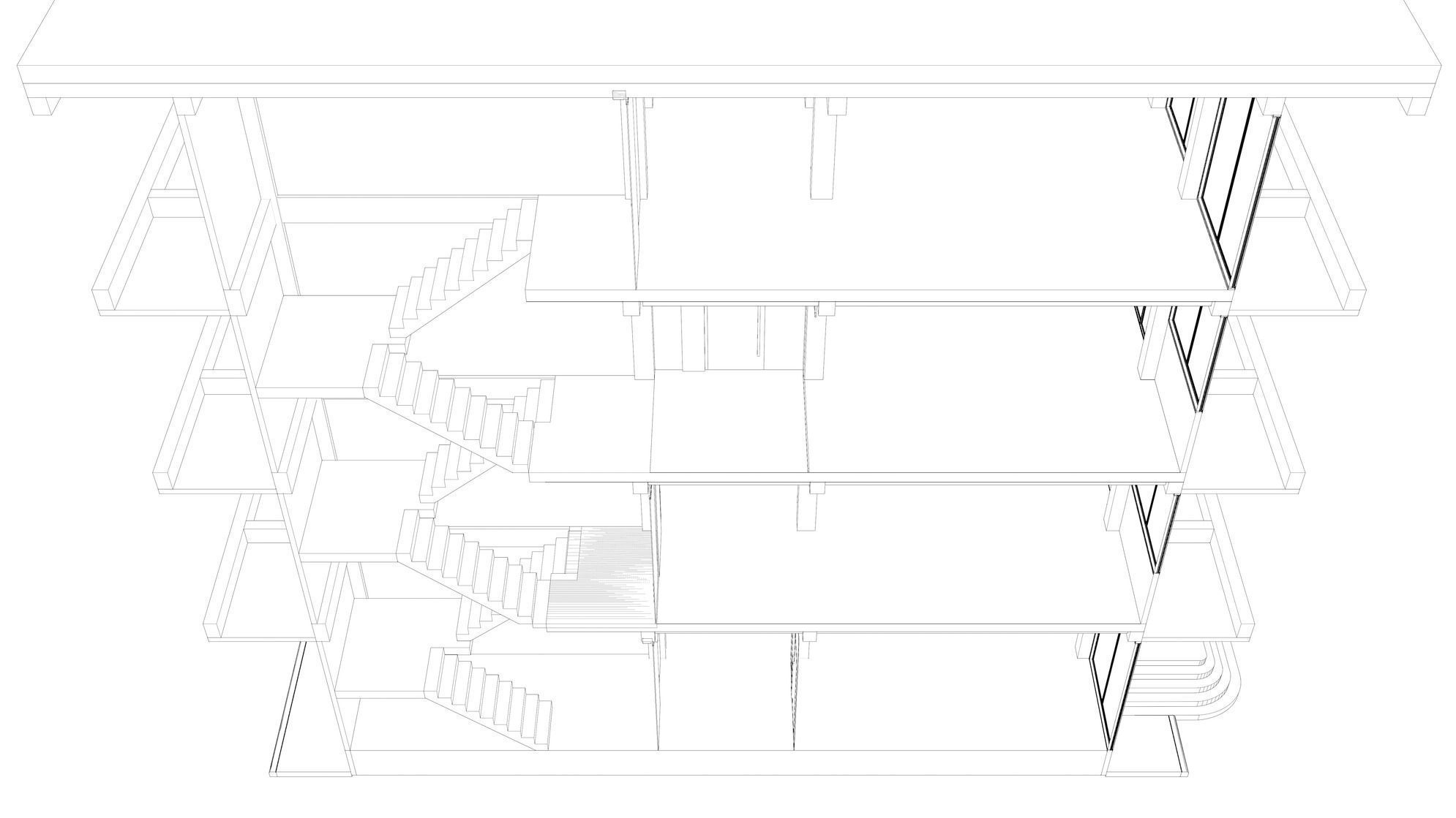 Office building in section cut 24ZZ35 3D model_8