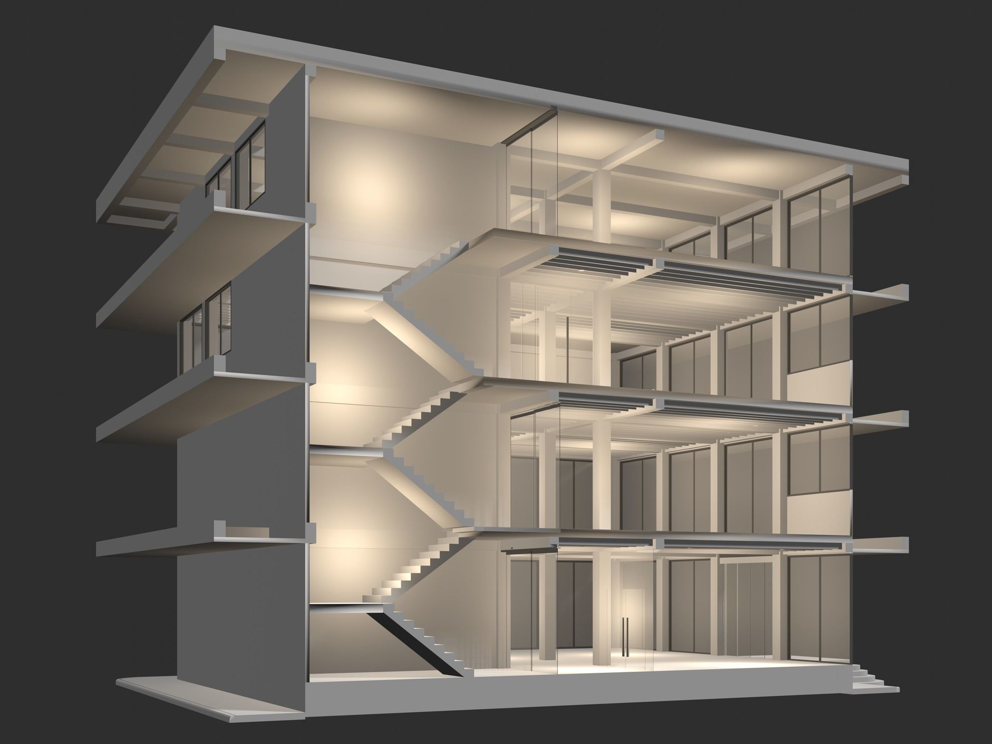 Office building in section cut 24ZZ35 3D model_2