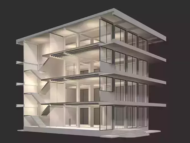 Office building in section cut 24ZZ35 3D model