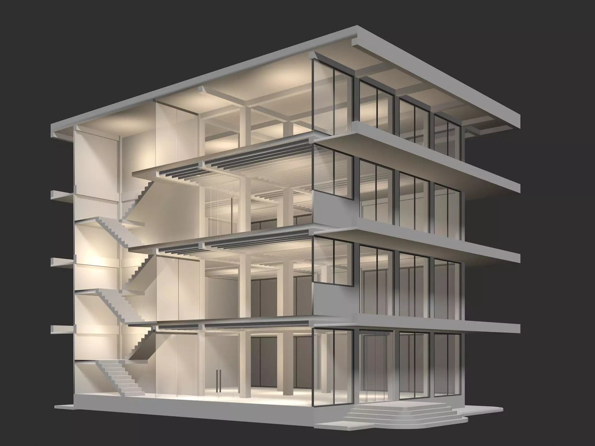 Office building in section cut 24ZZ35 3D model_0
