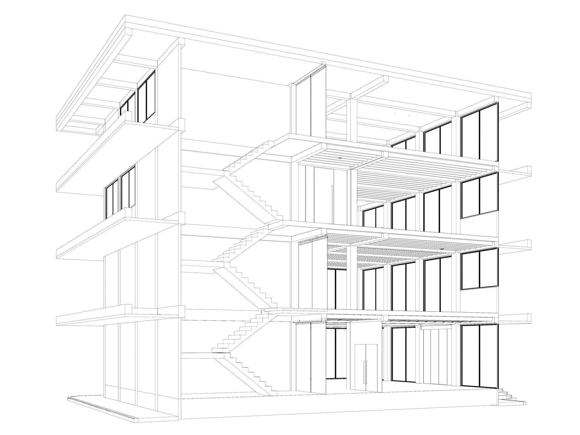 Office building in section cut 24ZZ35 3D model_7