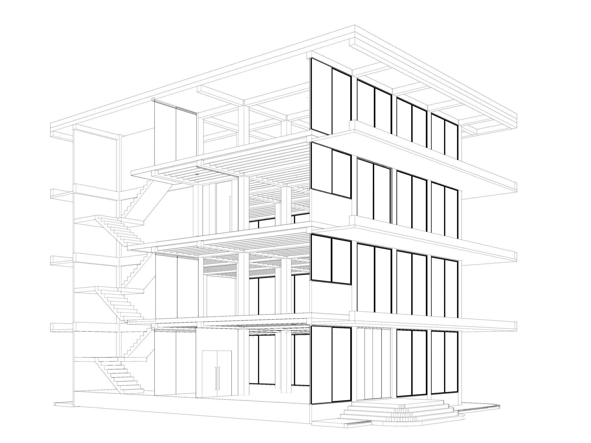 Office building in section cut 24ZZ35 3D model_6