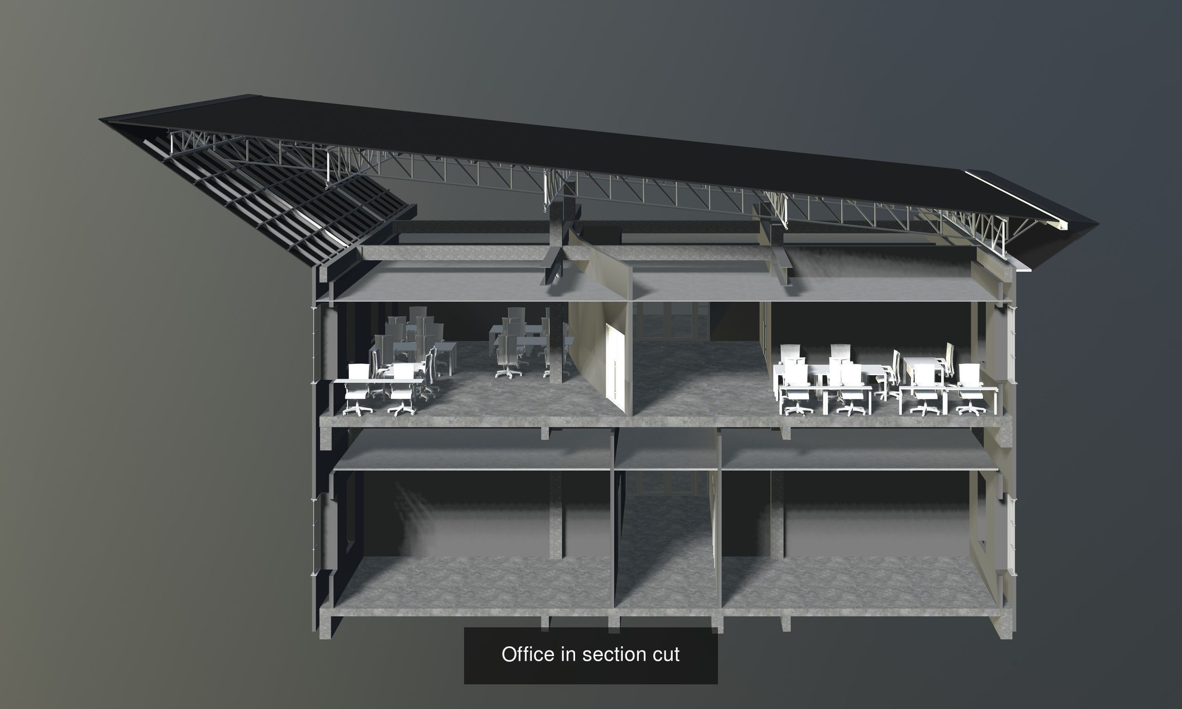 Office buildings in section cut set 01 3D Model Collection_5