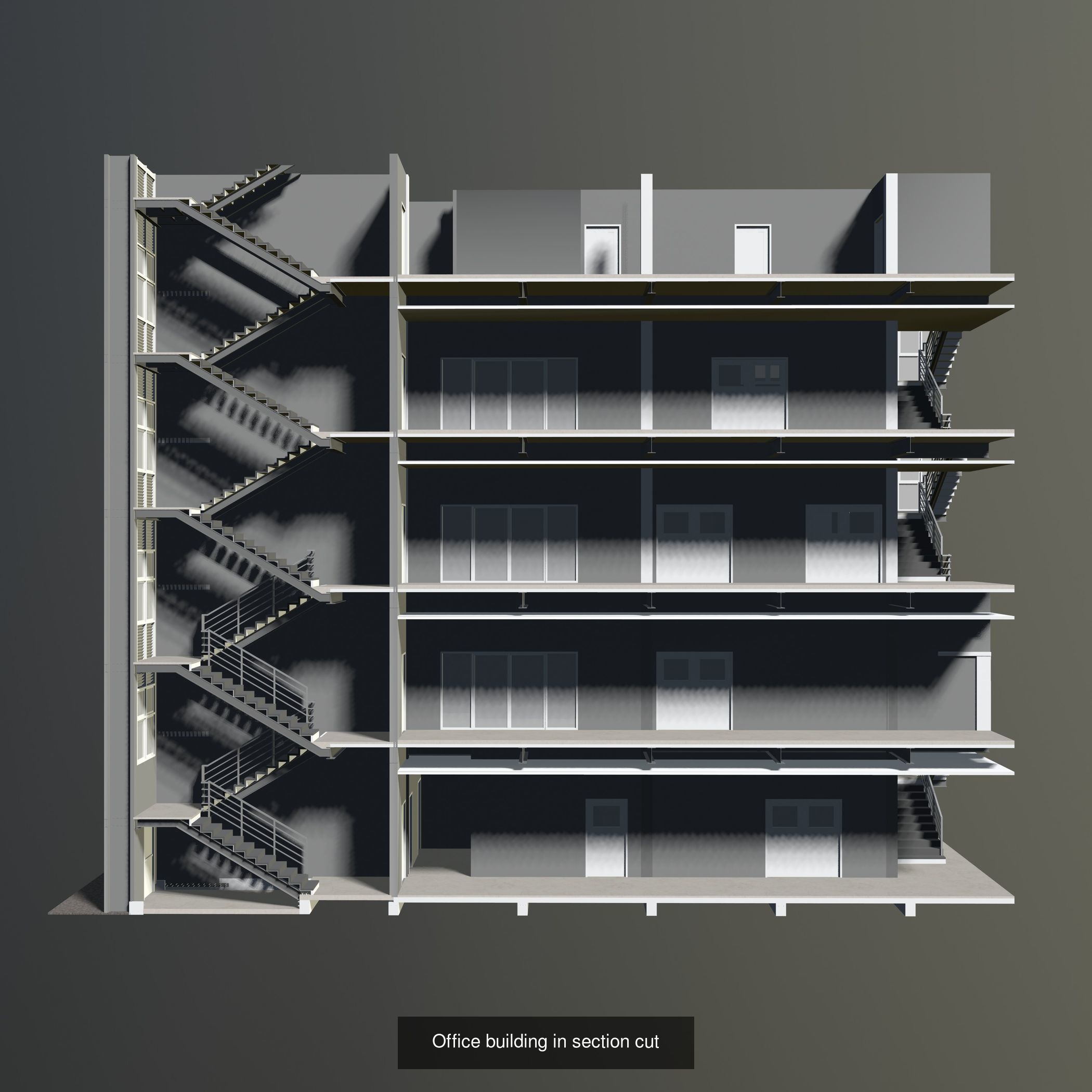 Office buildings in section cut set 01 3D Model Collection_4