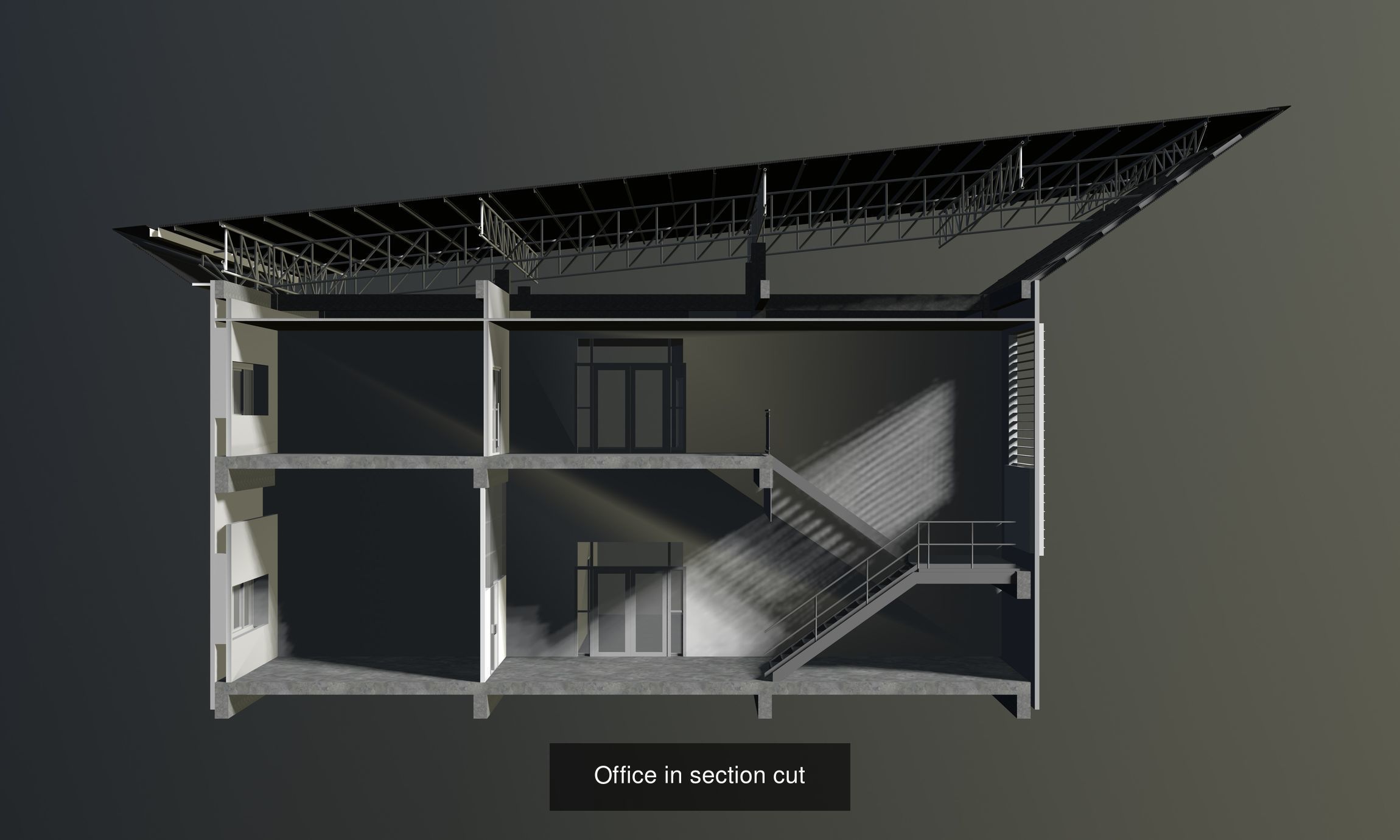 Office buildings in section cut set 01 3D Model Collection_3