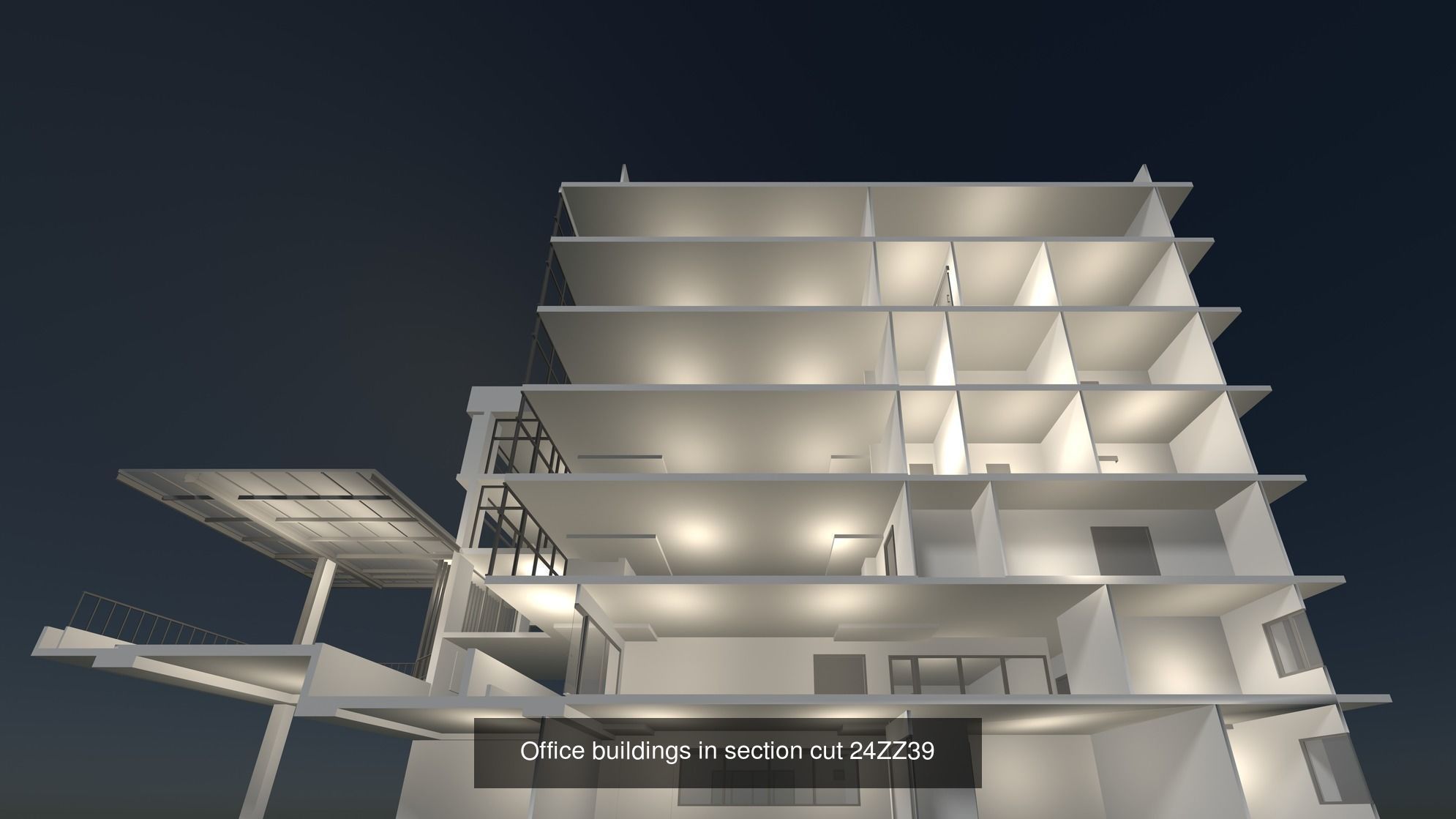 Office buildings in section cut set 01 3D Model Collection_2