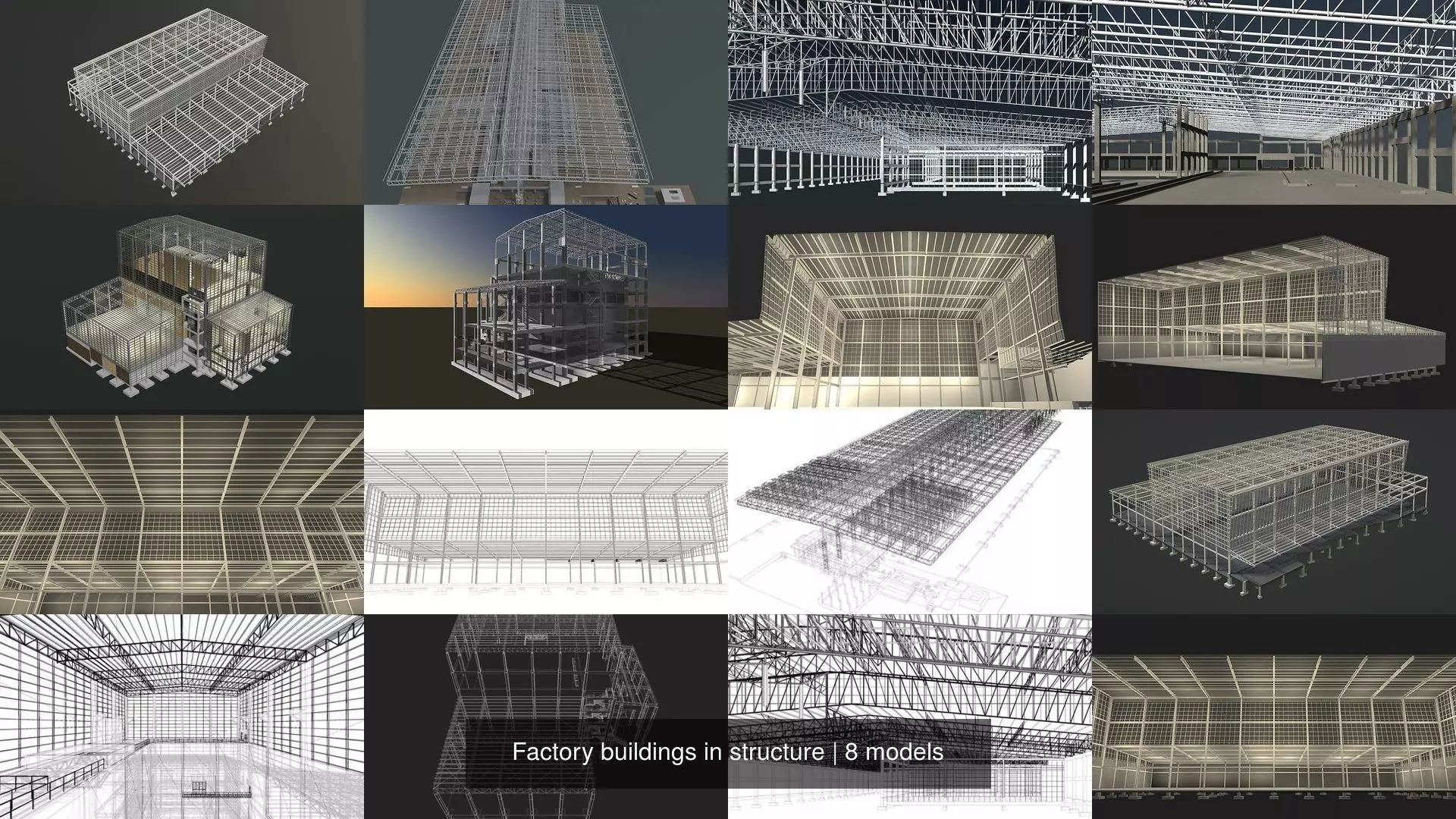 Factory buildings in structure 3D Model Collection_0