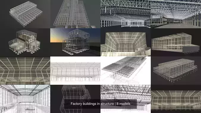 Factory buildings in structure 3D Model Collection