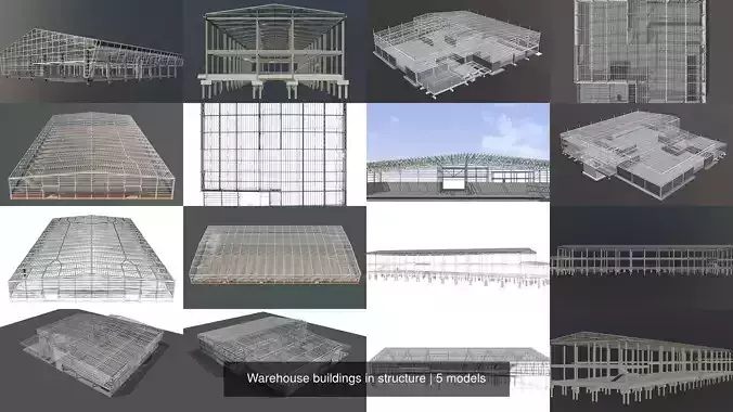 Warehouse buildings in structure 3D Model Collection